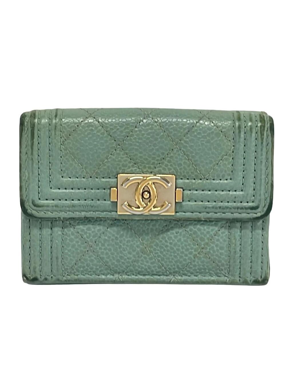 Chanel Boy Blue Green Calfskin Trifold #324861C81B